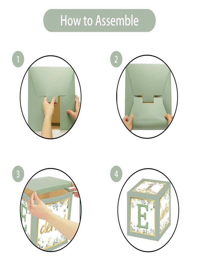 Racenaf 1st Birthday Boxes Decorations - 3Pcs Sage Green and Gold Miss Onederful Balloons Boxes for Girls One Year Old Party Cardboard Box Decor, 1st Birthday Party Supplies - Image 4